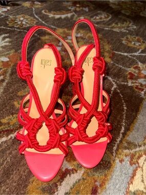 CAbi Red Knotted Rope Slingback Heels